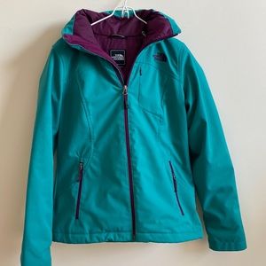 North Face Women’s Parka size S. Teal and purple